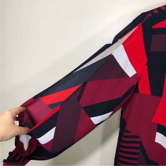 NWOT loft multi color slit sleeve blouse size small - Picture 3 of 11